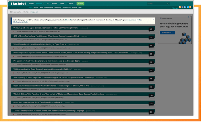Slashdot Native Headline Listings example